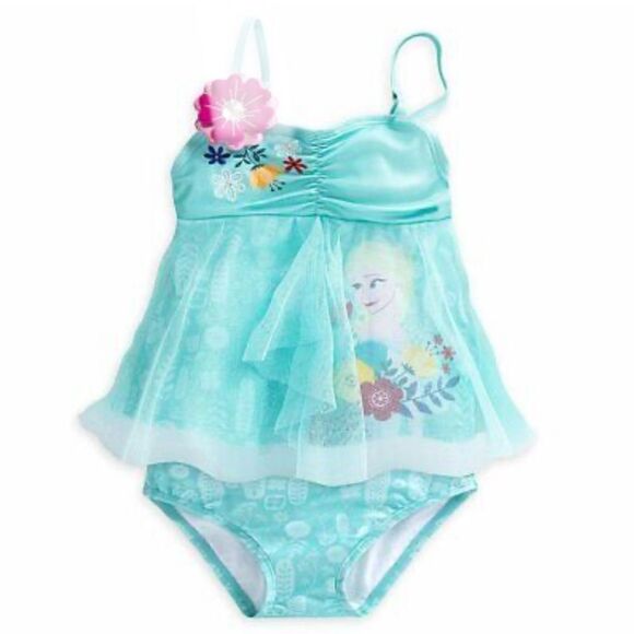 Disney Store Frozen Anna Elsa 2 PC Deluxe Swimsuit Girl Size 3 NEW - Picture 2 of 9